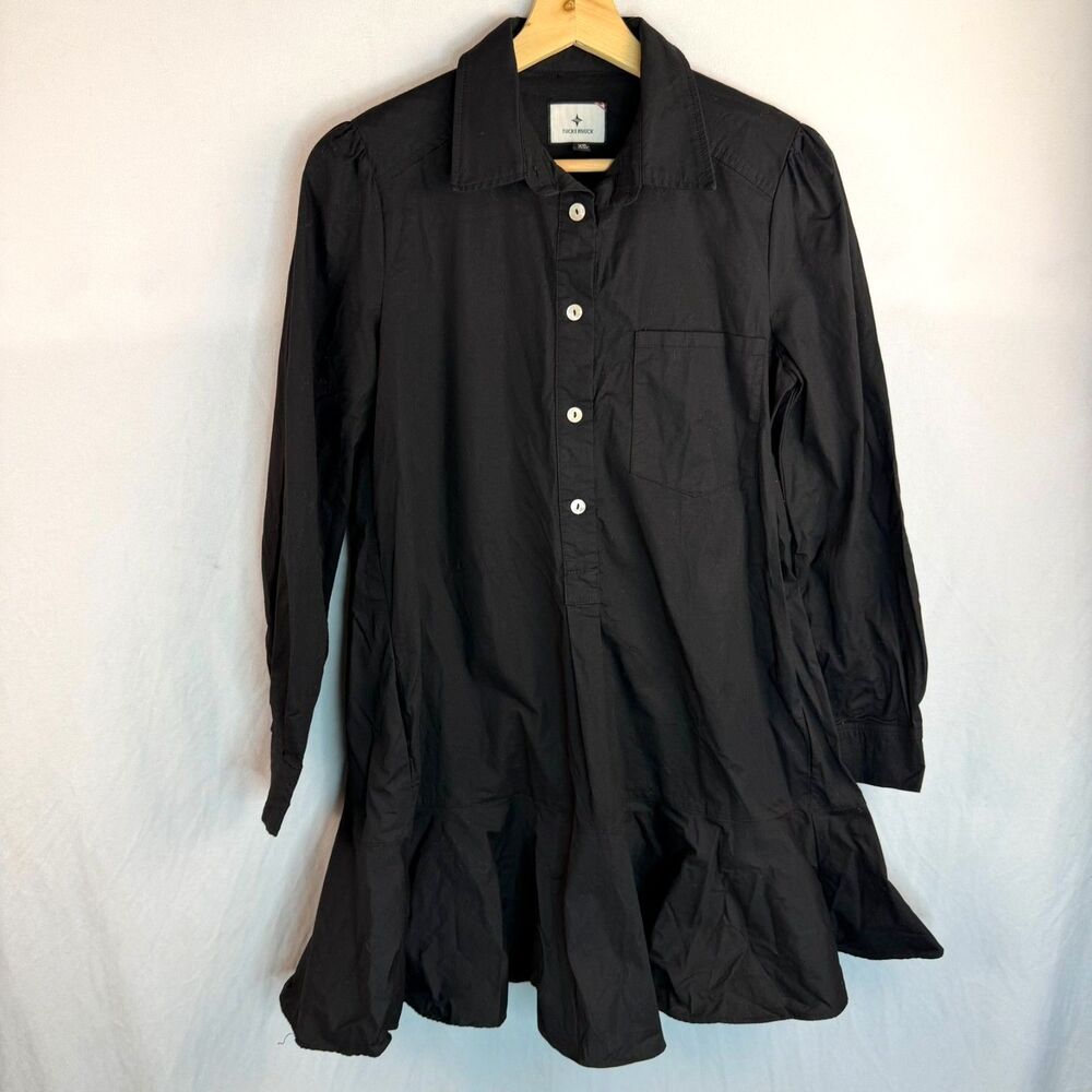 Tuckernuck Black Callahan Collared Cotton Shirt Long Sleeve Dress Size XS -$128